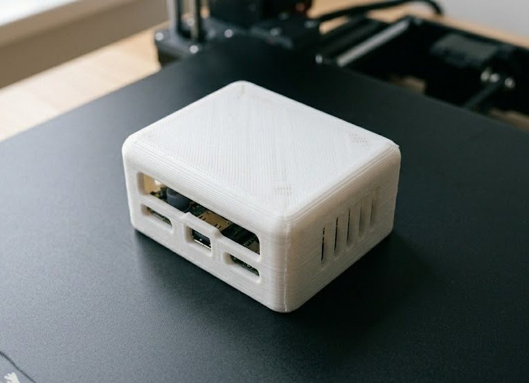 Wydrukowana obudowa urządzenia elektronicznego z otworami na złącza